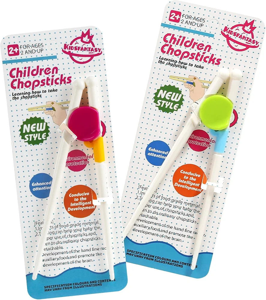Kids Chopsticks, 2 Pairs Kids Training Chopsticks Reusable Toddler Chopsticks for Baby Children | Amazon (US)