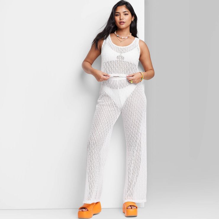 Women's High-Rise Crochet Knit Flare Pants - Wild Fable™ | Target