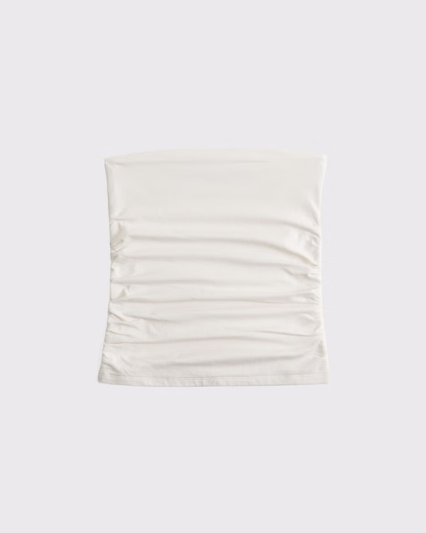 Cotton-Blend Seamless Fabric Ruched Tube Top | Abercrombie & Fitch (US)