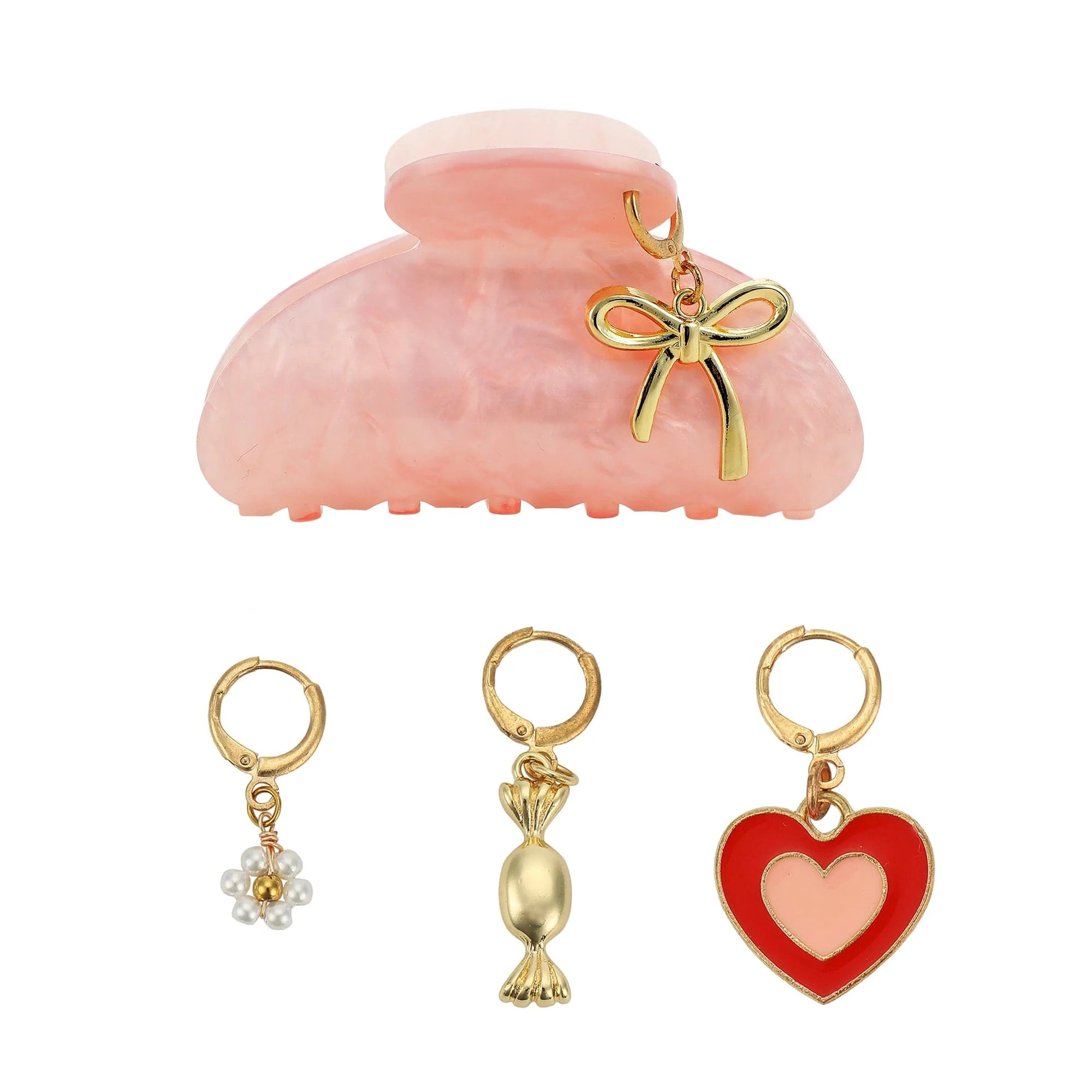 Sweetheart Claw Clip and Charms Set (includes 4 charms) | Packed Party
