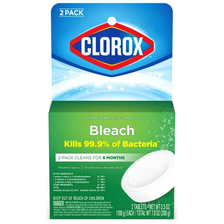 Clorox Bleach Automatic Toilet Bowl Cleaner Tablets, 2 Pack - Walmart.com | Walmart (US)