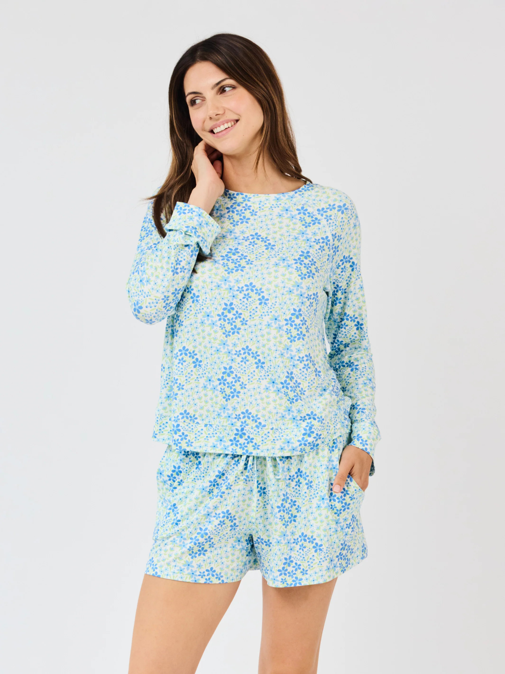 Women's Annie Shorts Set | Larkspur Fields Blue | Mary Square