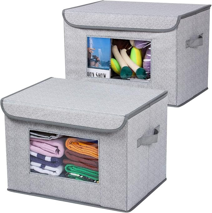 Univivi Larger Storage Cubes [2-Pack] Foldable Storage Boxes with Lids, Collapsible Storage Bins ... | Amazon (US)