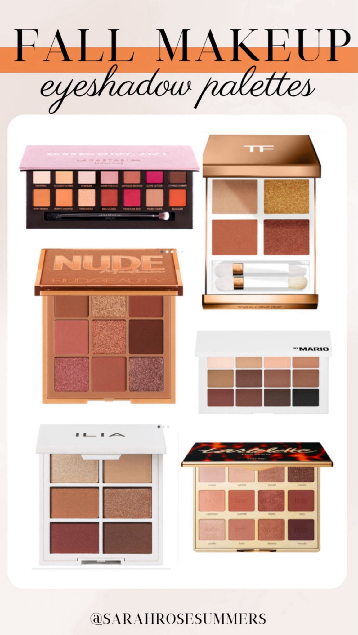 Perfect eyeshadow palettes for fall with gorgeous oranges, browns, and burgundy pigments. Sephora Sale use code savings at checkout for discount 

#LTKBeauty #LTKSaleAlert