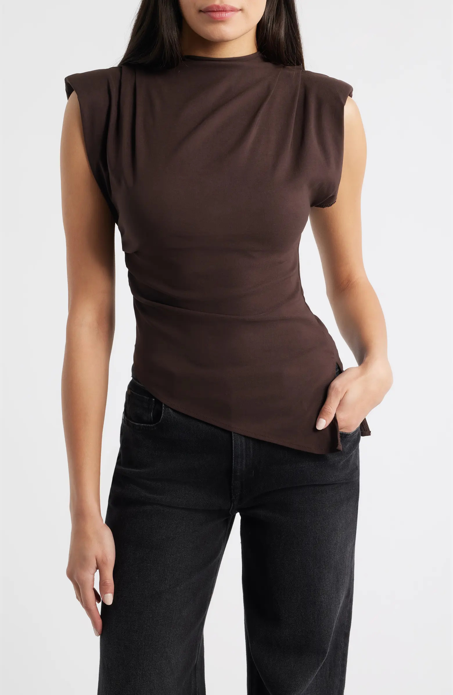 Cora Strong Shoulder Asymmetric Jersey Top | Nordstrom