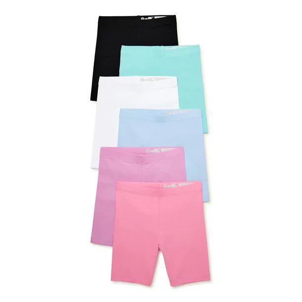 Wonder Nation Girls Jersey Knit Bike Shorts, 6-Pack, Sizes 4-18 & Plus | Walmart (US)