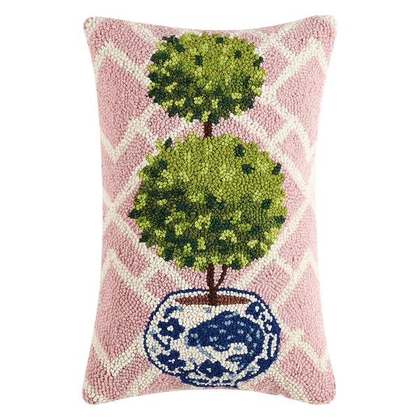 Ball Topiary with Pink Hook Throw Pillow | Paynes Gray
