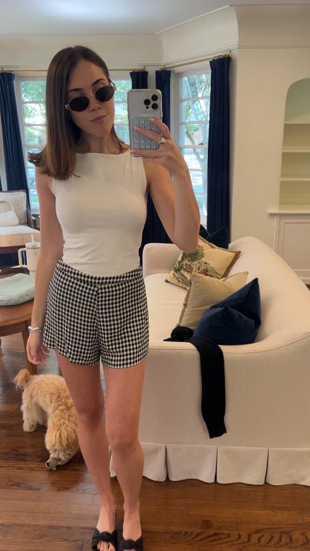 Outfit of the day! Love these gingham shorts so much! Also going to link my strapless bra because it is the best strapless bra I have tried! 

#LTKFindsUnder100 #LTKVideo #LTKStyleTip