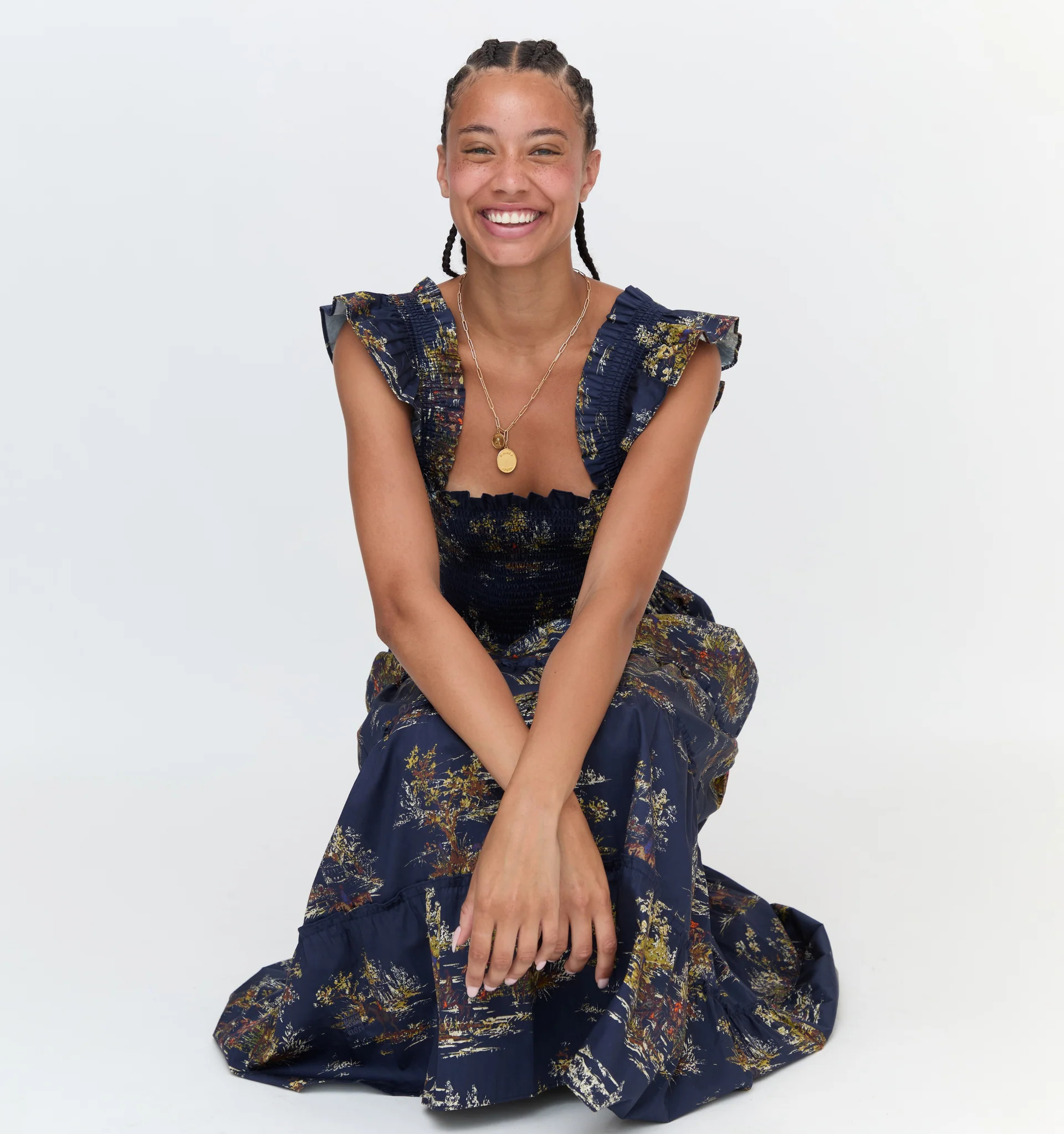 The Ellie Nap Dress - Navy Equestrian Toile | Hill House Home