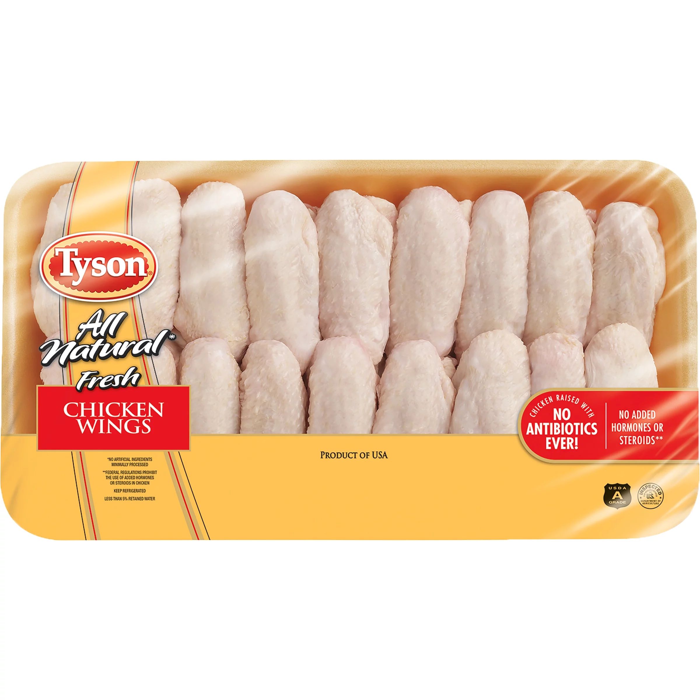 Tyson All Natural, Fresh Chicken Wings Family Pack, 4.25 - 5.3 lb - Walmart.com | Walmart (US)