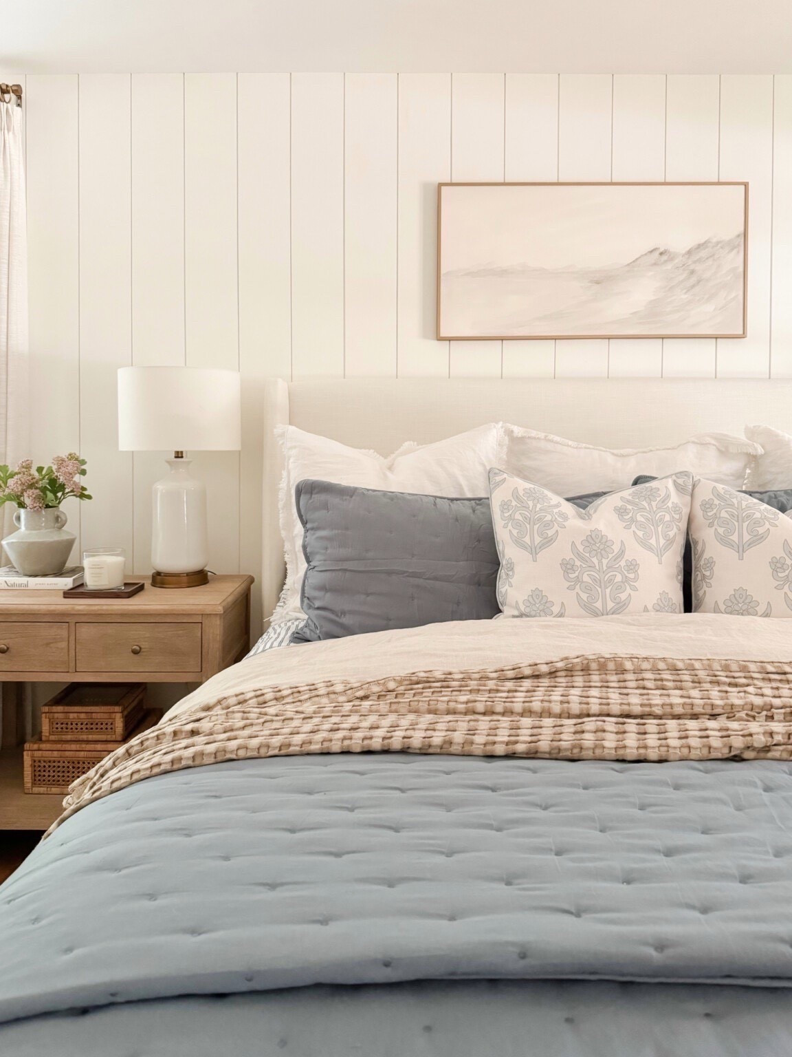 Coastal bedroom styled with blue quilt bedding, neutral pillows, layered textures, and wood nightstand decor for a calm and relaxed bedroom.

coastal bedroom decor, blue quilt bedding, neutral bedroom styling, layered bedding textures, coastal bedroom design, wood nightstand styling, calm bedroom decor, neutral coastal bedroom, sherricalnanhome

#LTKHome