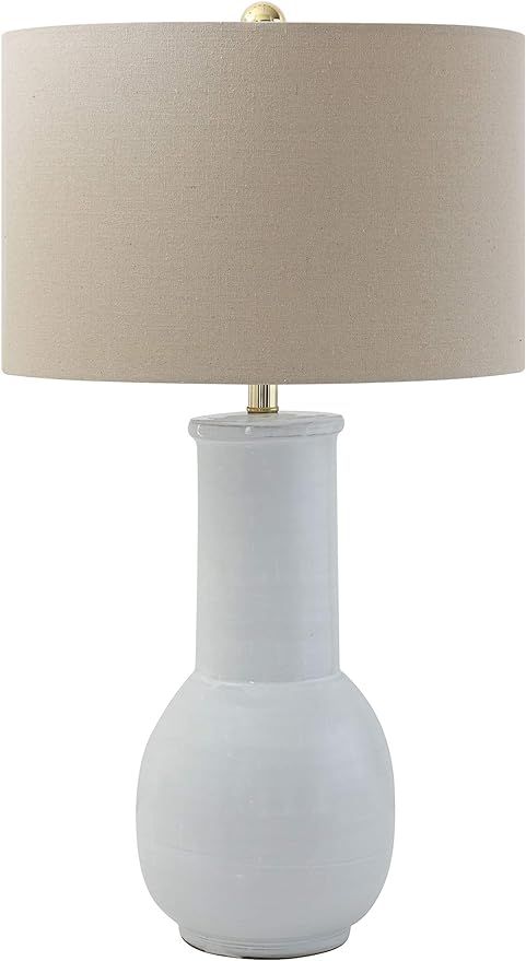 Creative Co-Op White Terracotta Table Lamp with Natural Linen Shade | Amazon (US)