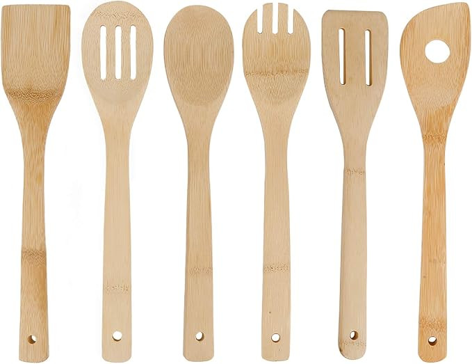 WHITGO Kitchen Cooking Spoons Utensils Set, 6Pcs Bamboo Kitchen Spoons Spatula Utensil Set Cookin... | Amazon (US)