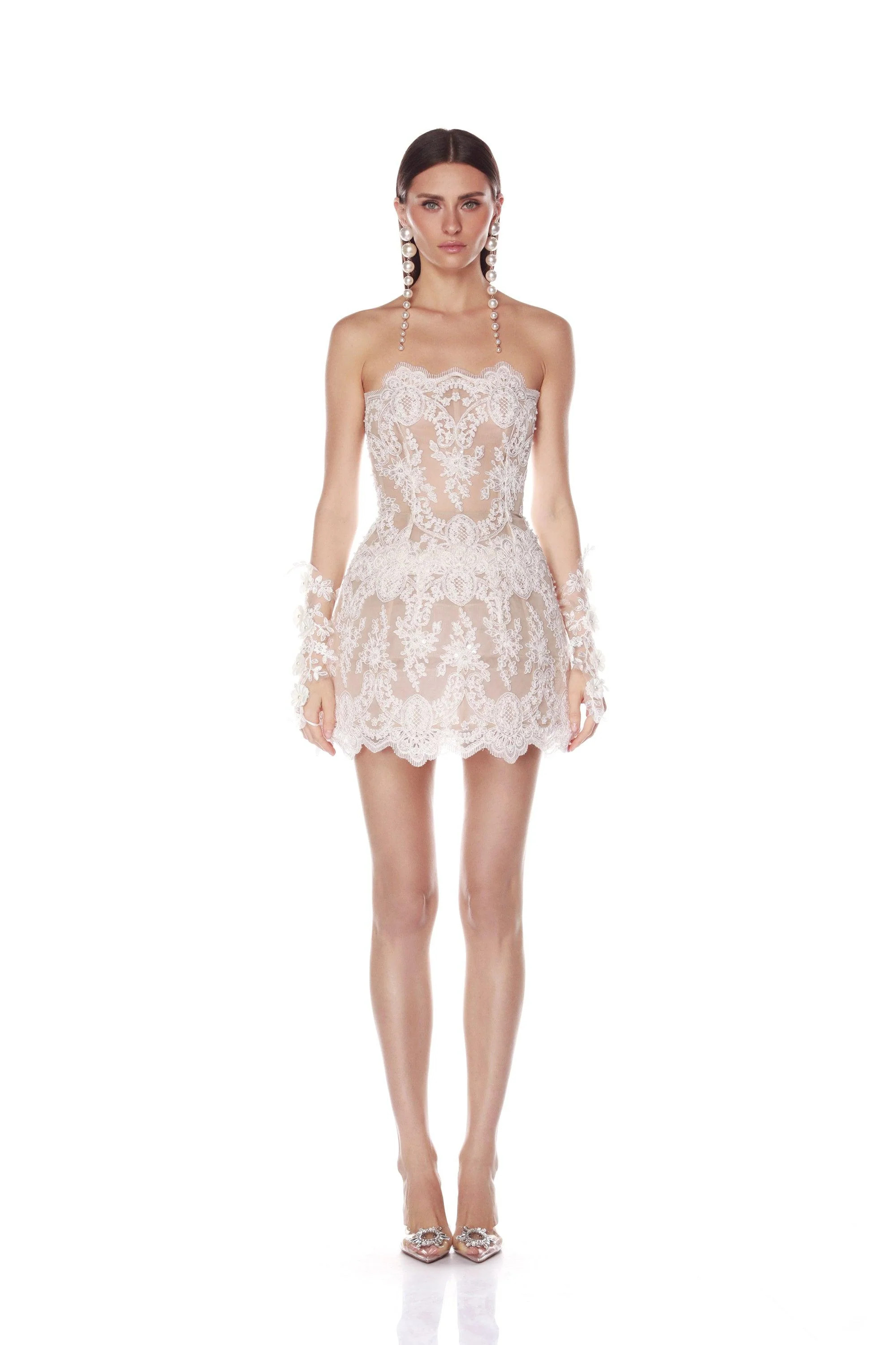 Paris Maraya Blanc Lace Mini Dress | Bronx and Banco