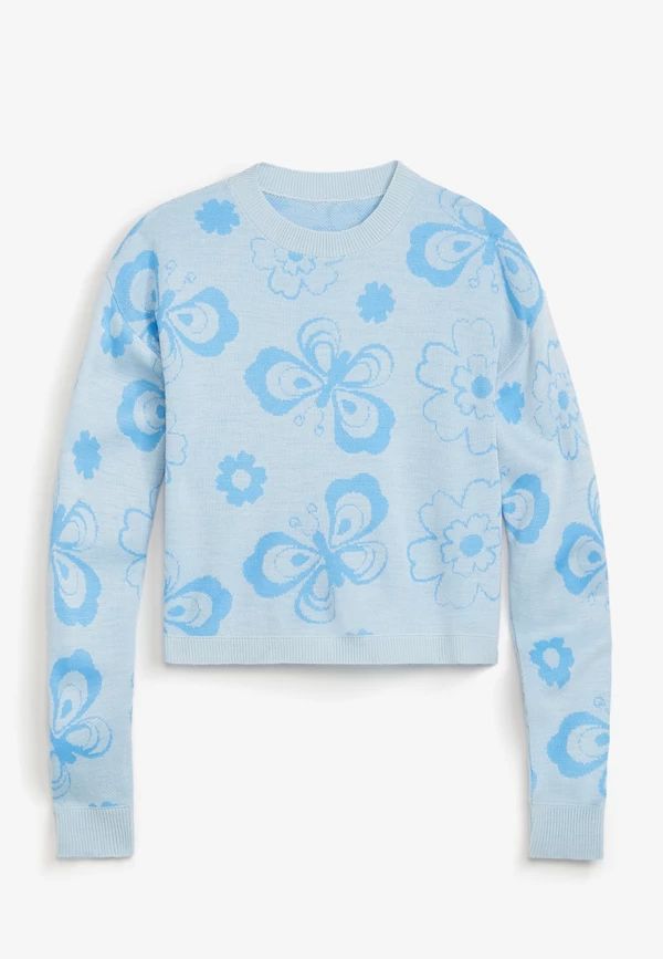 Girls Retro Floral Butterfly Sweater | Maurices
