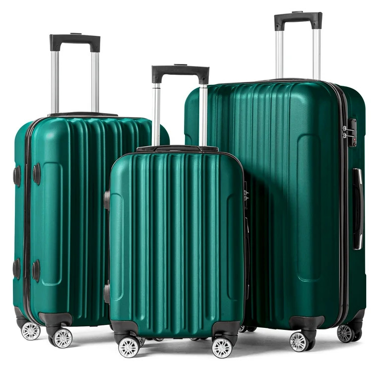 Zimtown 3 Piece Nested Spinner Suitcase Luggage Set With TSA Lock Dark Green - Walmart.com | Walmart (US)