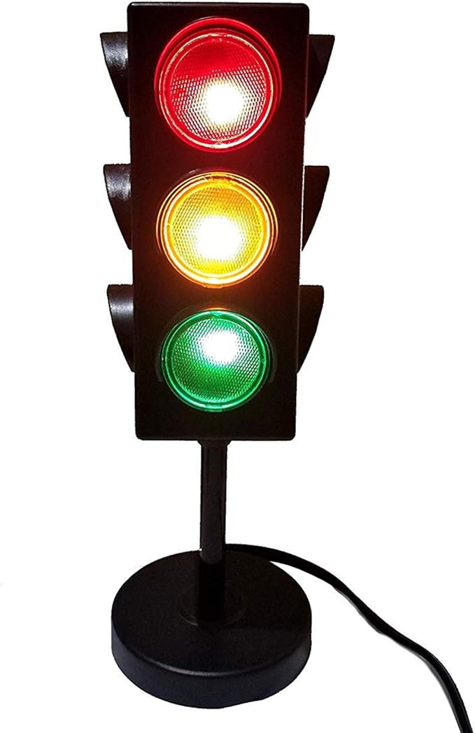 Kicko Traffic Light Lamp with Base - Mini Stop Light Lamp, Blinking - Decoration for Kids’ Bedr... | Amazon (US)