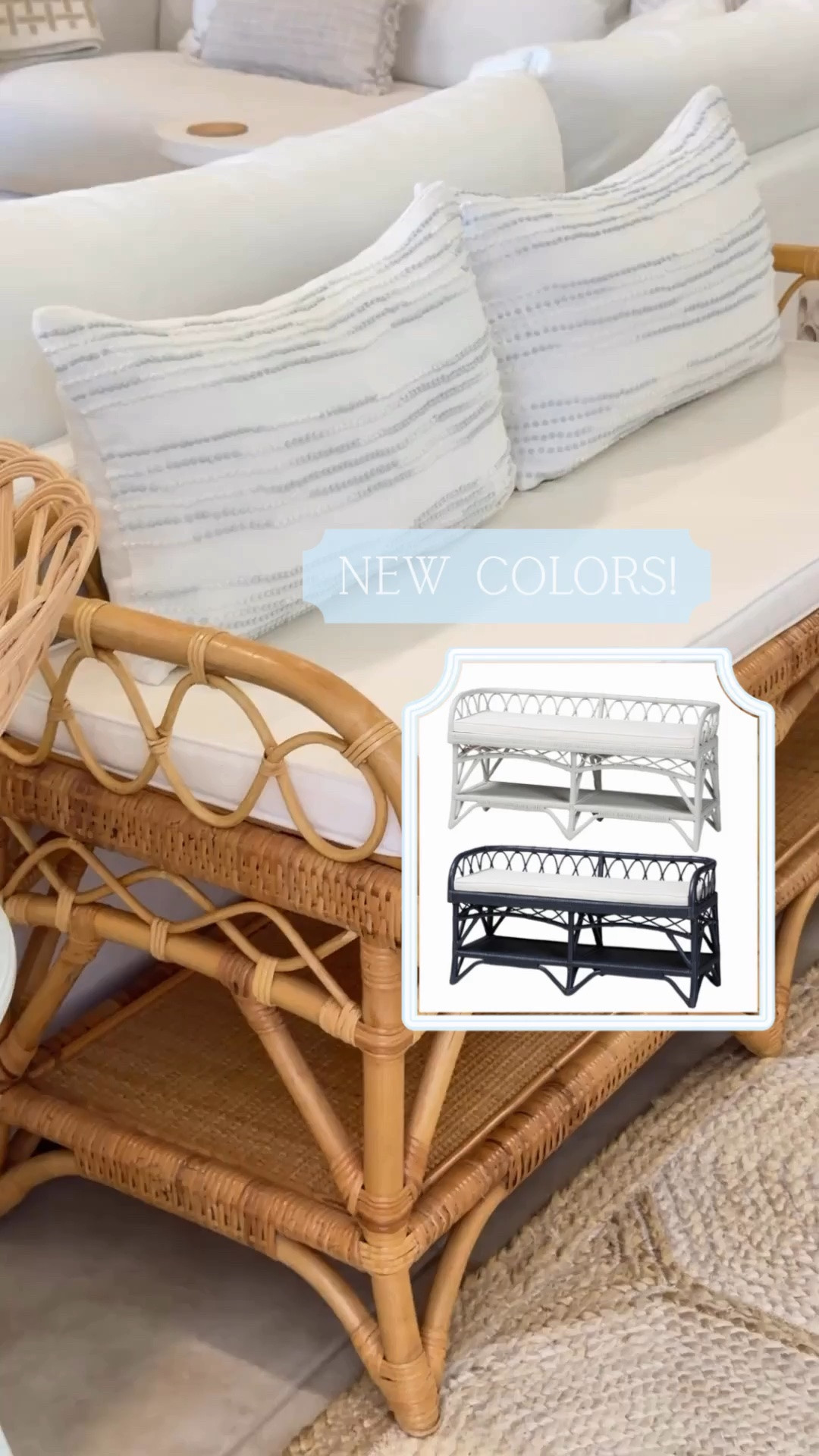 Another one of my favorite look for less rattan furniture finds is back in 2 new colors 🆕 ✨ now in navy and white!

This bench has been an essential piece in creating an inviting entryway at our home! Love the bonus shelf for shoe storage and plan on getting the cushion recovered with a fun print eventually. Would be great in a living room, bedroom + end of bed - very versitle! 

10/10 designer inspired Amazon find!

Bali and Pari • Amazon Home Finds • Amazon Home • Look for Less • Rattan Furniture • Coastal Home

#LTKHome #LTKSaleAlert
