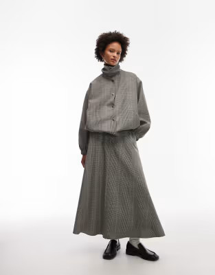 ASOS DESIGN tailored circle maxi skirt in mixed check | ASOS (Global)