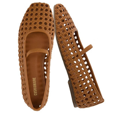 CUSHIONAIRE Women's Weavy Squared Toe Woven Ballet Flat, +Memory Foam  Cognac Woven 9.5W | Target