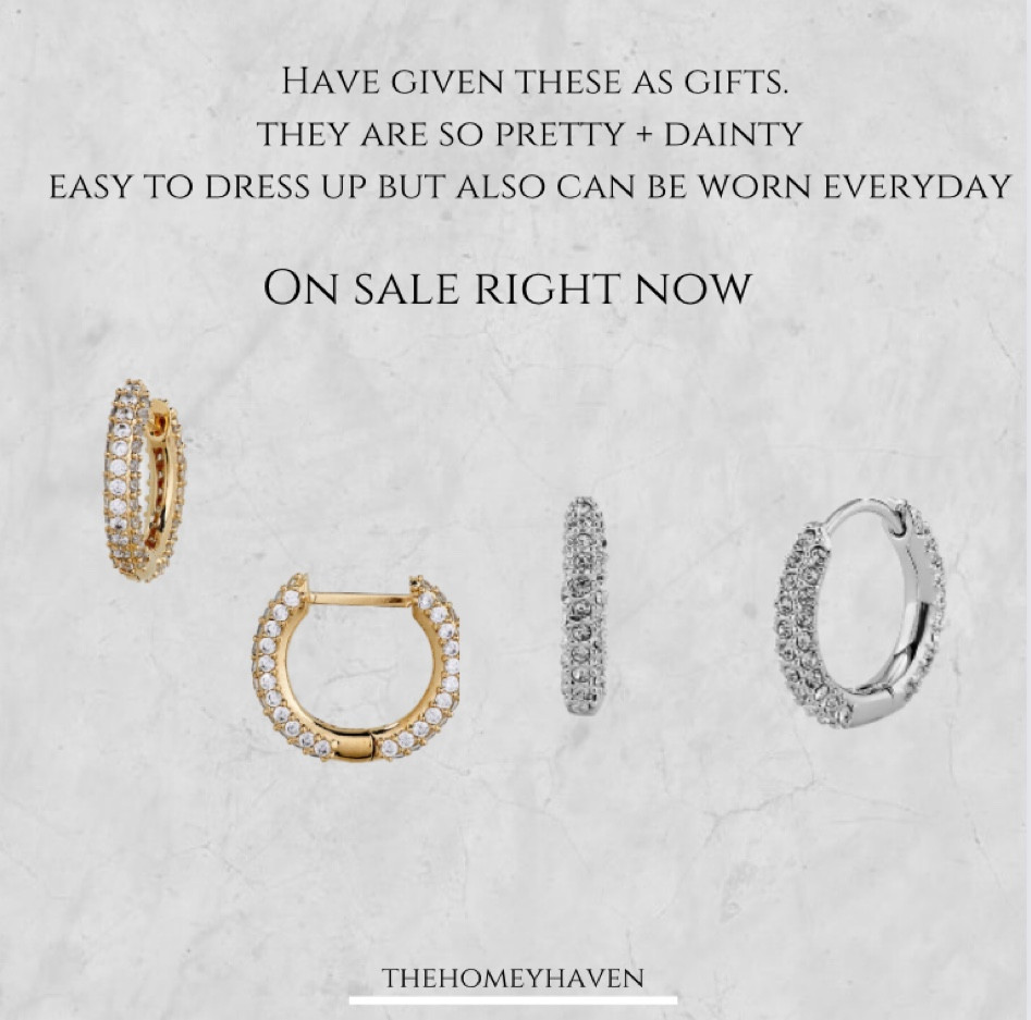 Great gift for her! I gave these as gifts + need a pair for myself especially since they are now in sale! So pretty and easy to wear everyday + for special events.

Gifts for her
Gifts under $50
Stocking stuffers for teen girls 
Stocking stuffer for girl
Stocking stuffers 
Christmas gift idea
Jewelry 
Earrings 
Hoop earrings
Christmas decor
Christmas 
Holidays
Thehomeyhaven 

#LTKHoliday #LTKsalealert #LTKfindsunder50