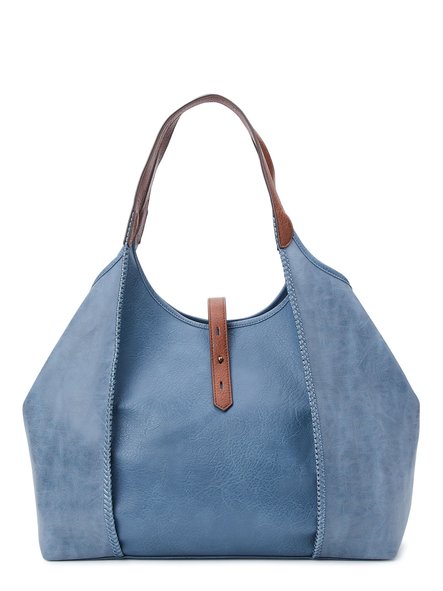 Time and Tru Women's Avery Tote Handbag Blue | Walmart (US)
