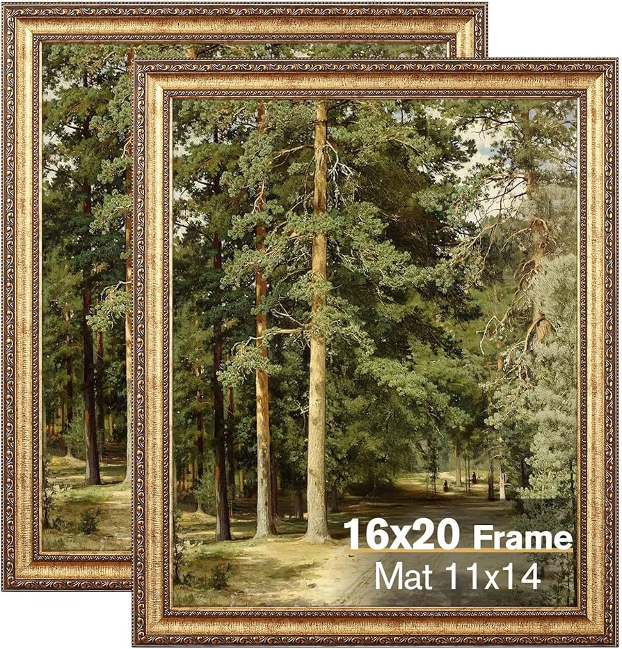 16x20 Gold Picture Frame, 2 Pack Ornate Vintage Picture Frames for Wall or Tabletop Display, 16x2... | Amazon (US)