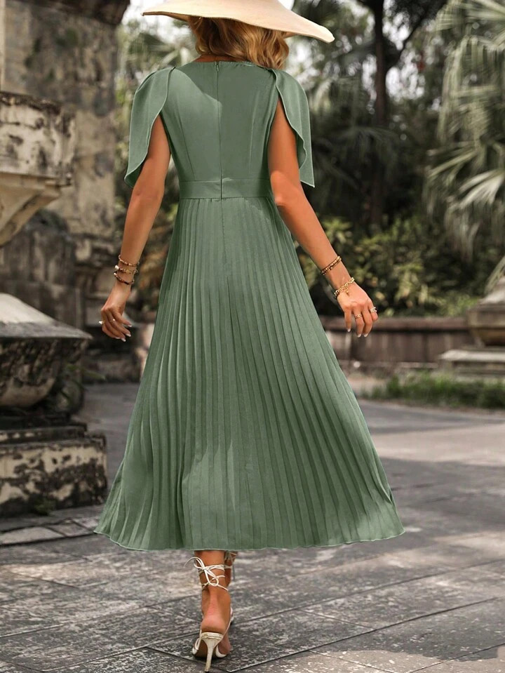 SHEIN Unity Gola Sobrepeliz Manga De Mato Bainha Pregueada Vestido | SHEIN