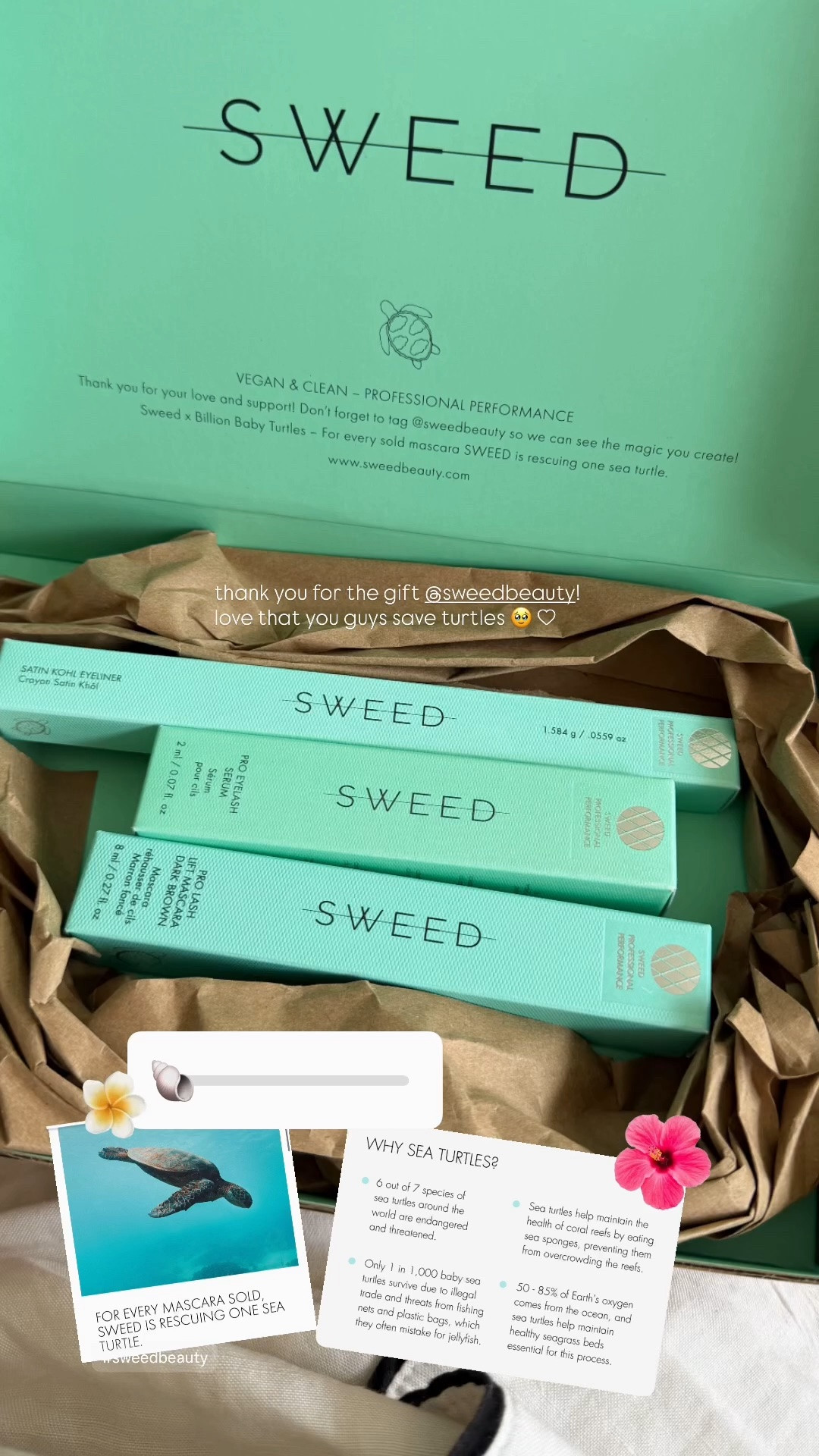 New clean beauty find. Sweed is vegan, cruelty free, and rescues one sea turtle for every mascara sold. Pro Lash Lift Mascara in dark brown, Pro Eyelash Serum, and Satin Kohl Eyeliner. Beauty with a purpose, gifted and genuinely good.

#cleanbeauty #veganbeauty #crueltyfreemakeup #newbeauty #mascara #lashserum #eyeliner #sustainablebeauty #beautywithapurpose #beautyfinds #makeupmusthaves #giftedbybrand

#LTKBeauty #LTKdayinmylife