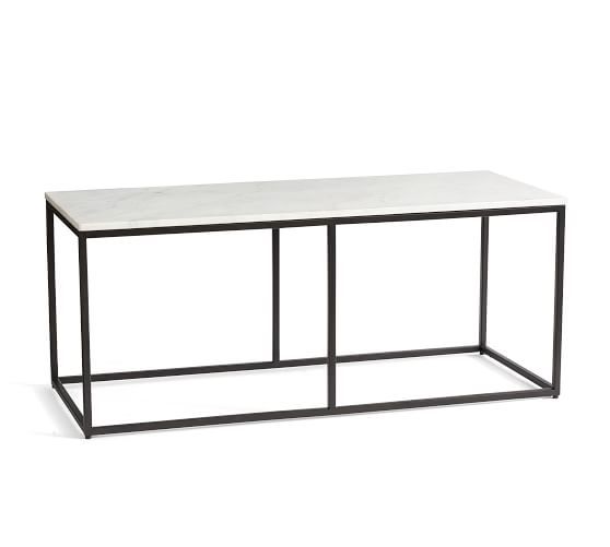 Delaney 40.5" Rectangular Marble Coffee Table | Pottery Barn (US)