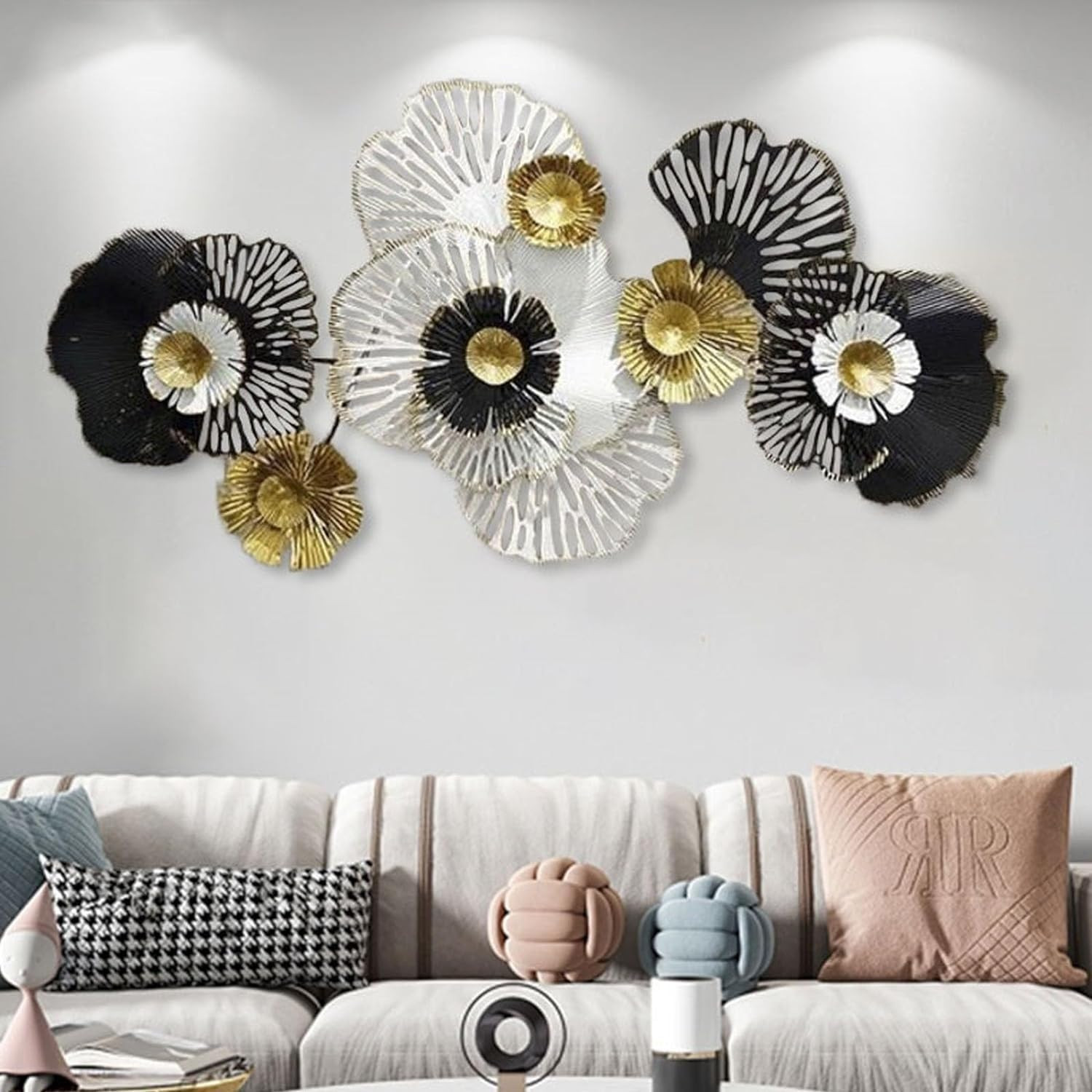 Metal Wall Decor Metal Flower Wall Decor, Large Metal Wall Art Decor, Handmade 3D Hanging Wall Sc... | Amazon (US)