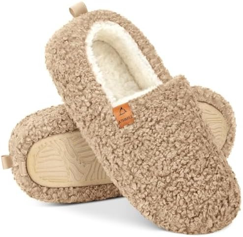 ATHMILE Fuzzy Slippers for Women House Slippers Memory Foam Curly Loafer with Polar Fleece Lining... | Amazon (US)