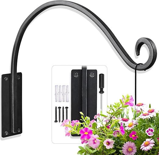 Qiang Ni Heavy-Duty Plant Hanger Outdoor: Hanging Plant Hook for Outside Basket - 16-Inch Wall Mo... | Amazon (US)