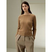 LILYSILK Women Wool Cashmere Sweater - Camel Wool Cashmere - Ultimate Luxury Ribbed Edges Sweater M | LilySilk