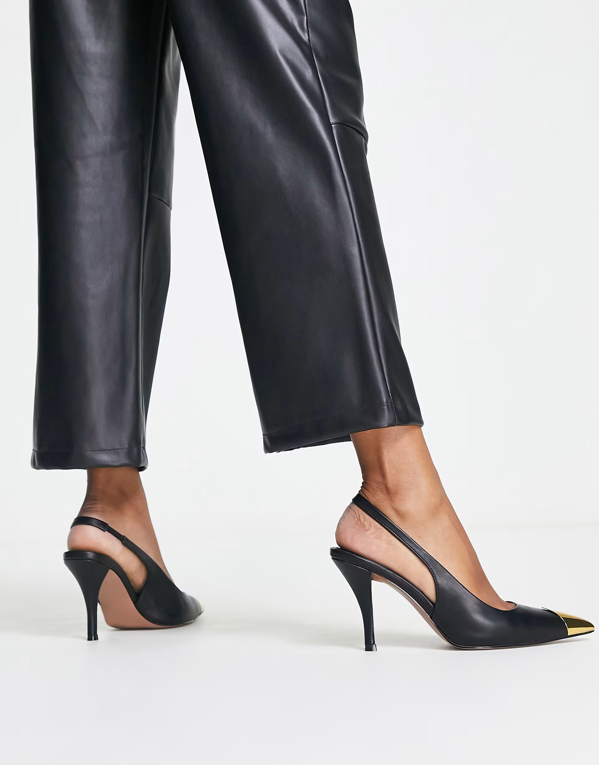ASOS DESIGN Scandal toe cap slingback mid shoes in black | ASOS (Global)