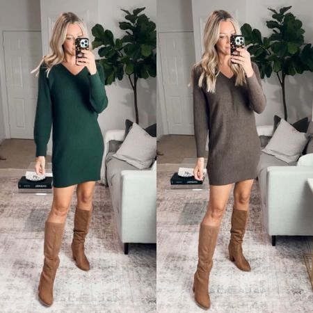 Thanksgiving outfits
Sweater dress : brown is small, green is xs tall
Christmas party dress
Holiday
Tall boots
Brown boots


#LTKsalealert #LTKHoliday #LTKfindsunder50