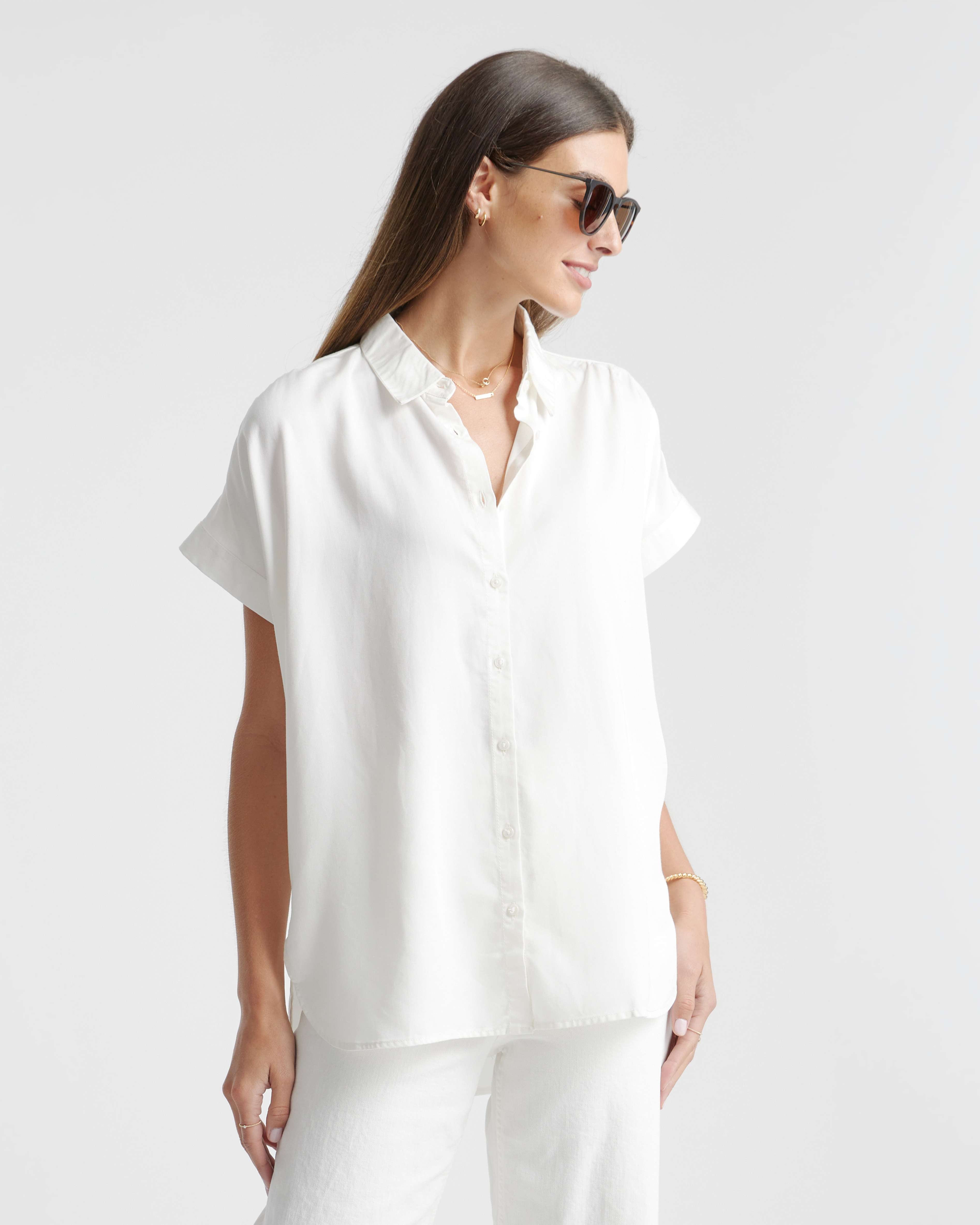 Quince | Women's Vintage Wash Camp Shirt in Terracotta, Size XS, Tencel | Quince