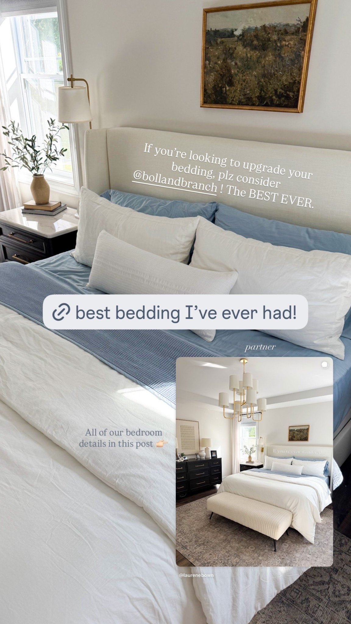 If you’re looking to upgrade your bedding, plz consider @bollandbranch ! The BEST EVER.  partner All of our bedroom 
details in this post 👉🏻