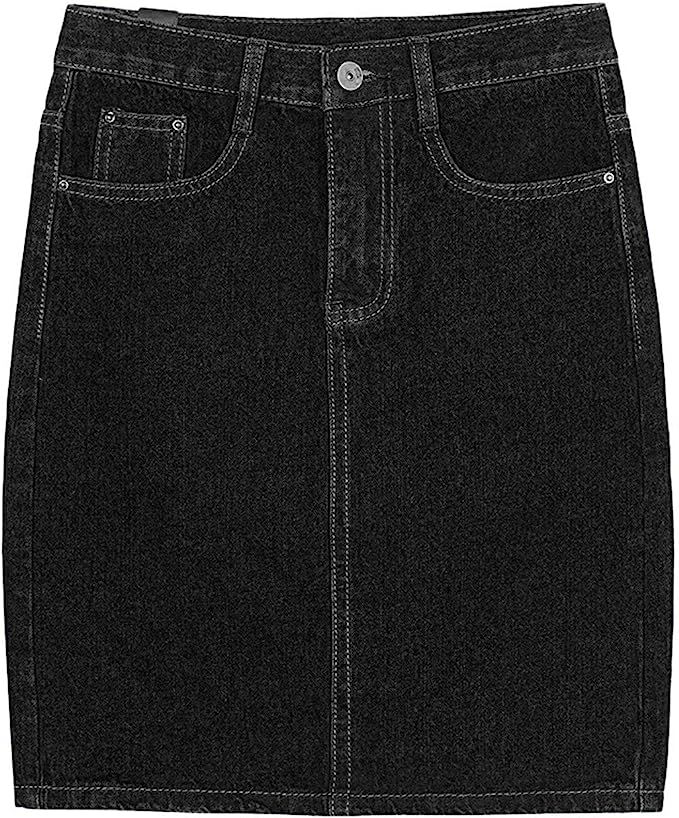 chouyatou Women's Basic Five-Pocket Rugged Wear Denim Pencil Skirt with Slit | Amazon (US)