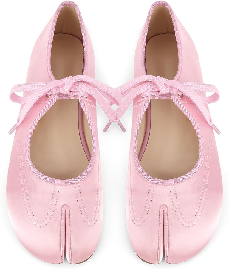 MissHeel Womens Lace Up Split Toe Flats Mary Jane Tabi Shoes Comfortable | Amazon (US)