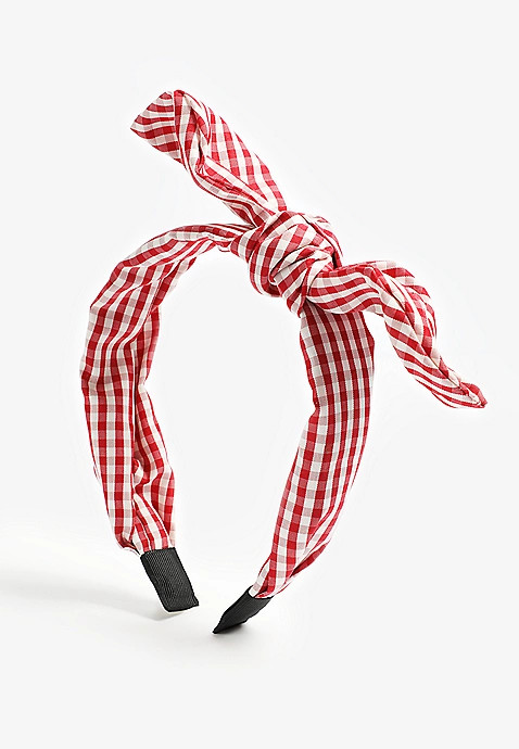 Red Gingham Knot Bow Headband | Maurices