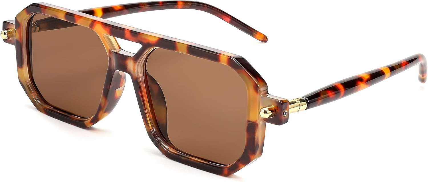 FEISEDY Vintage Square 70s Flat Aviator Sunglasses Women Men Classic Retro Stylish Frame UV400 Sunglasses B2622 | Amazon (US)
