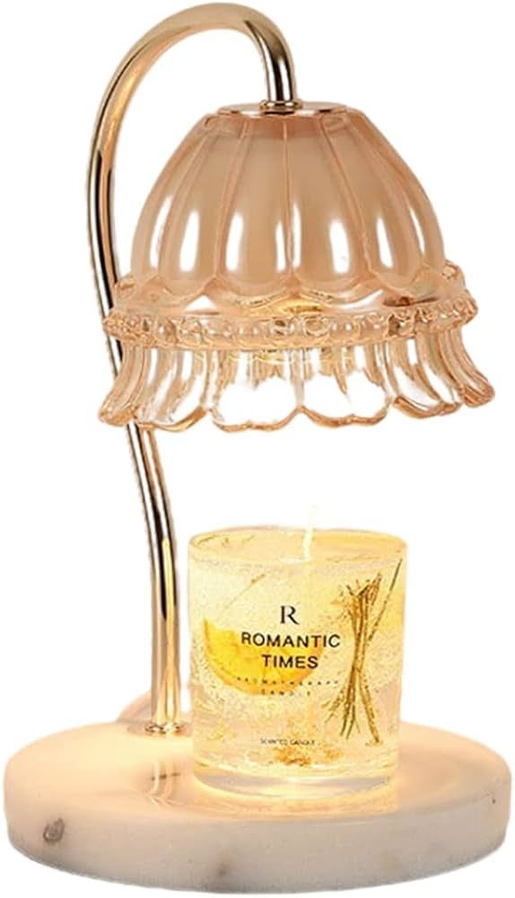 Candle Warmer Lamps, Vintage Marble Metal Glass Fragrance Candle Lamp Night Lamp Dimmable Top Dow... | Amazon (US)