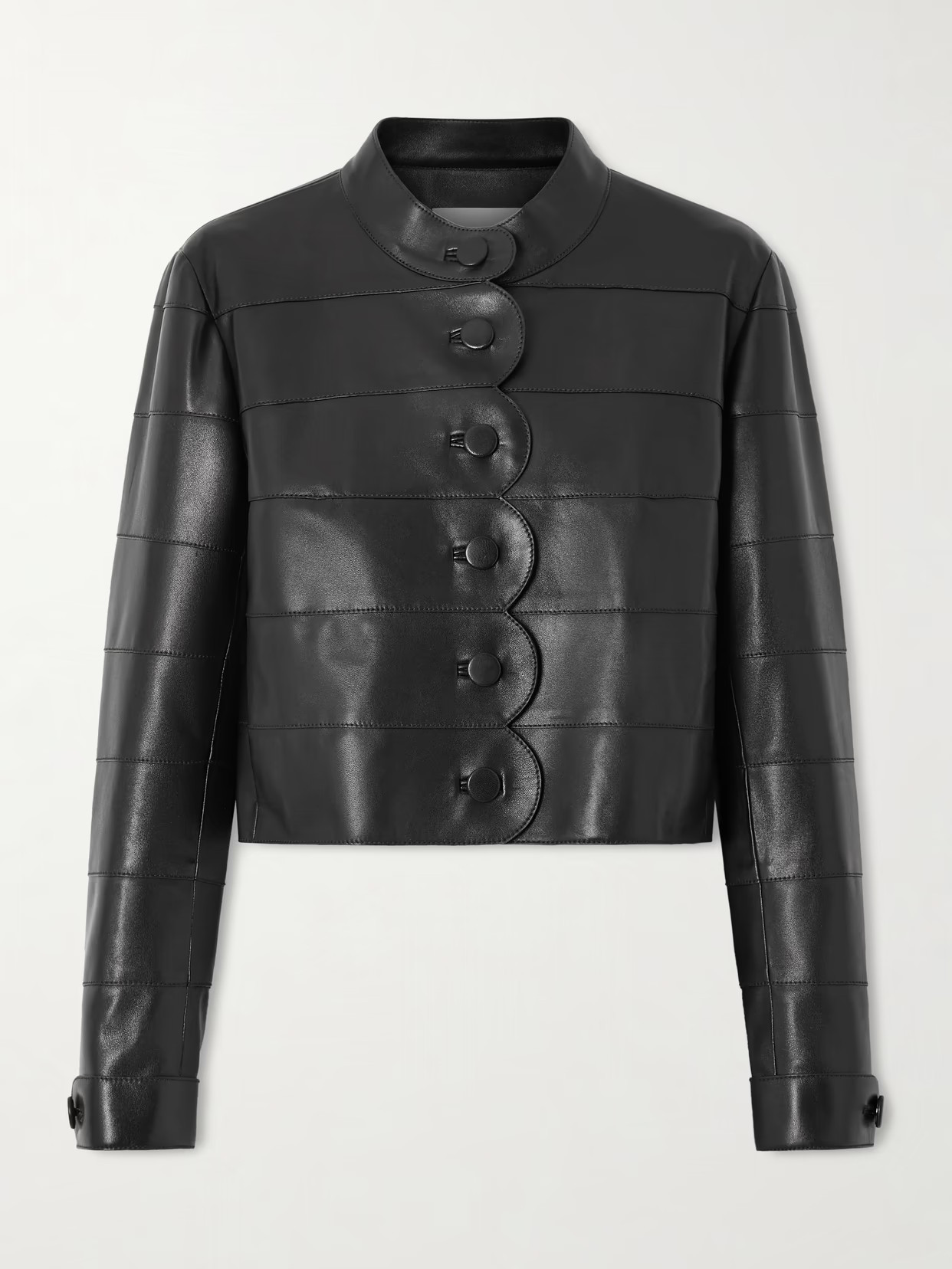 Veronica de Piante - Rory Scalloped Leather Jacket - Black | NET-A-PORTER (US)