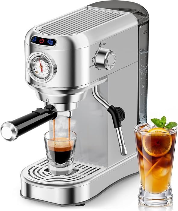 Espresso Machine 20 Bar, Compact Espresso Coffee Machine with Milk Frother, Stainless Steel Coffe... | Amazon (US)