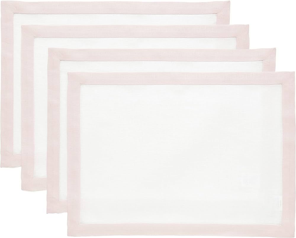 Solino Home Linen Placemats Set of 4 – 100% Pure Linen Classic Placemats 14 x 19 Inch – Blush... | Amazon (US)