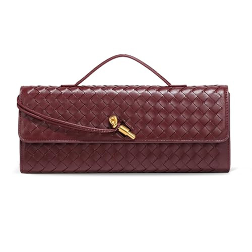 Woven Clutch Purses for Women: Burgundy Evening Handbag Trendy Hobo Crossbody Bags Leather Shoulder Handbag Small Clutch Purse Wedding | Amazon (US)