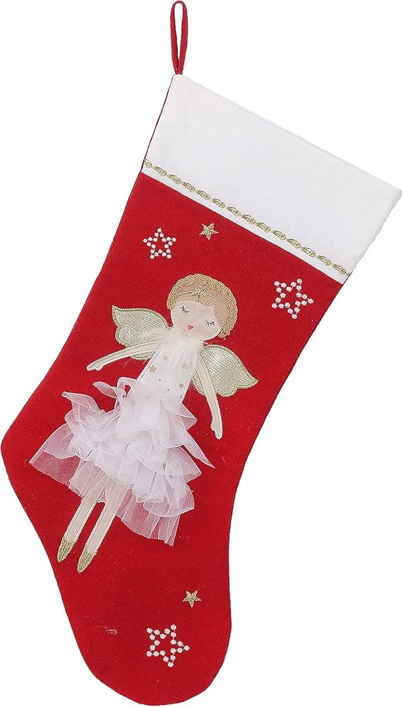 MON AMI Celestial Angel Red Christmas Stocking, Perfect for monogramming, Christmas Décor, X Mas... | Amazon (US)