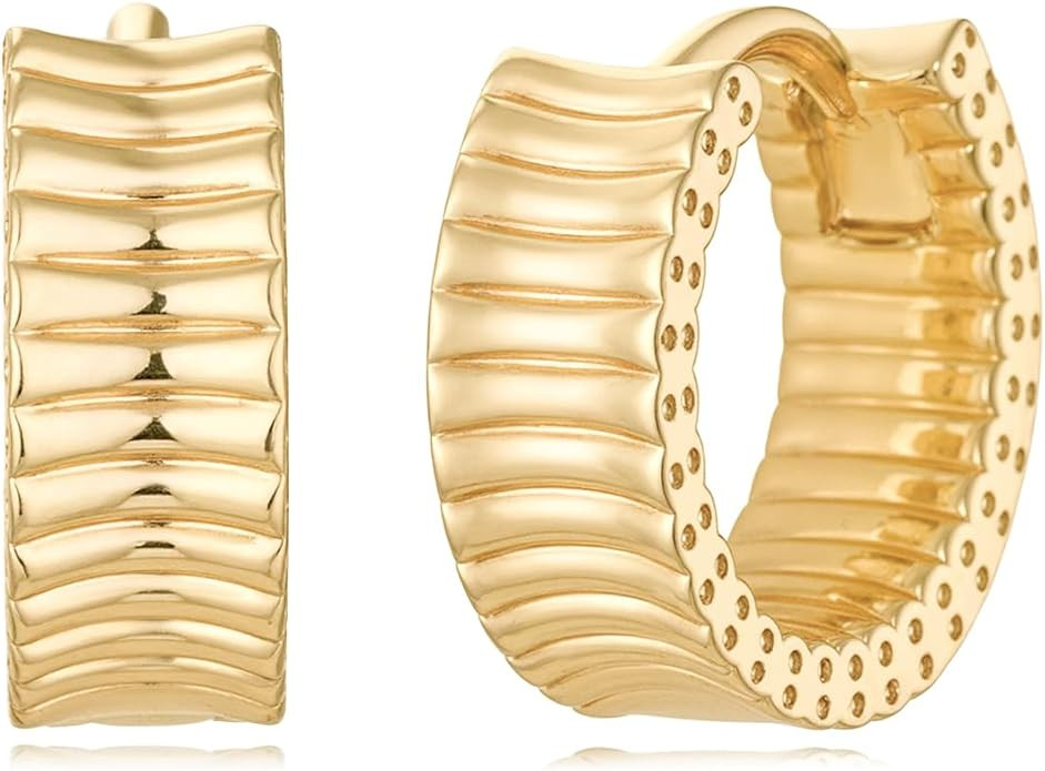 MYEARS Women Earrings Gold Huggie Hoop 14K Gold Plated Small Simple Hypoallergenic Everyday Jewel... | Amazon (US)