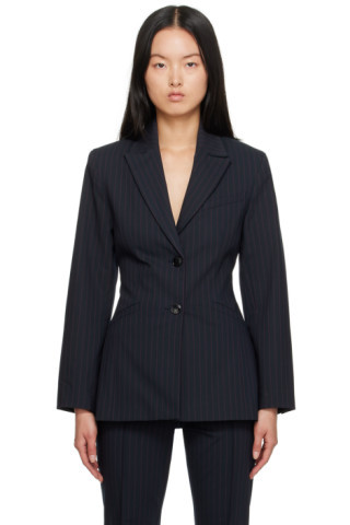 Navy Striped Blazer | SSENSE